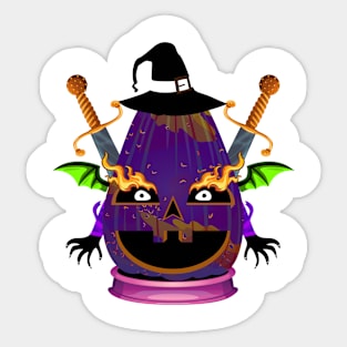 Spooky Halloween Pumpkin Head Sticker